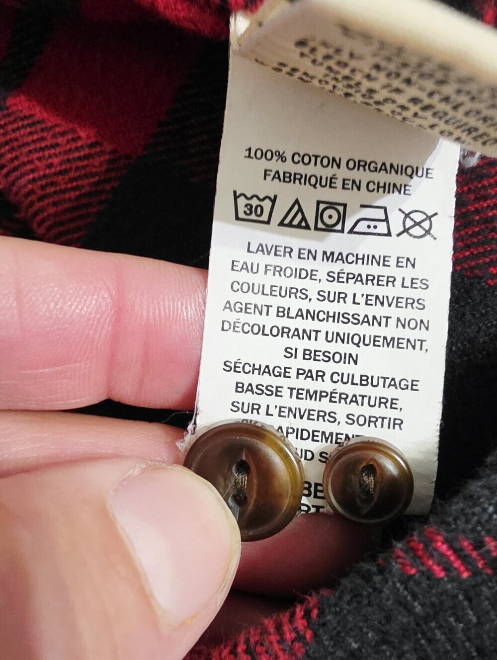L.L.Bean Women’s M 100% Organic Cotton Flannel Shirt Red Black Plaid Button Up - Picture 12 of 15